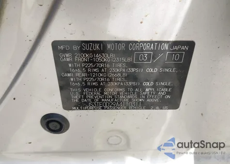 2010 Suzuki Grand Vitara Premium from USA, damaged, VIN JS3TE0D29A4110311